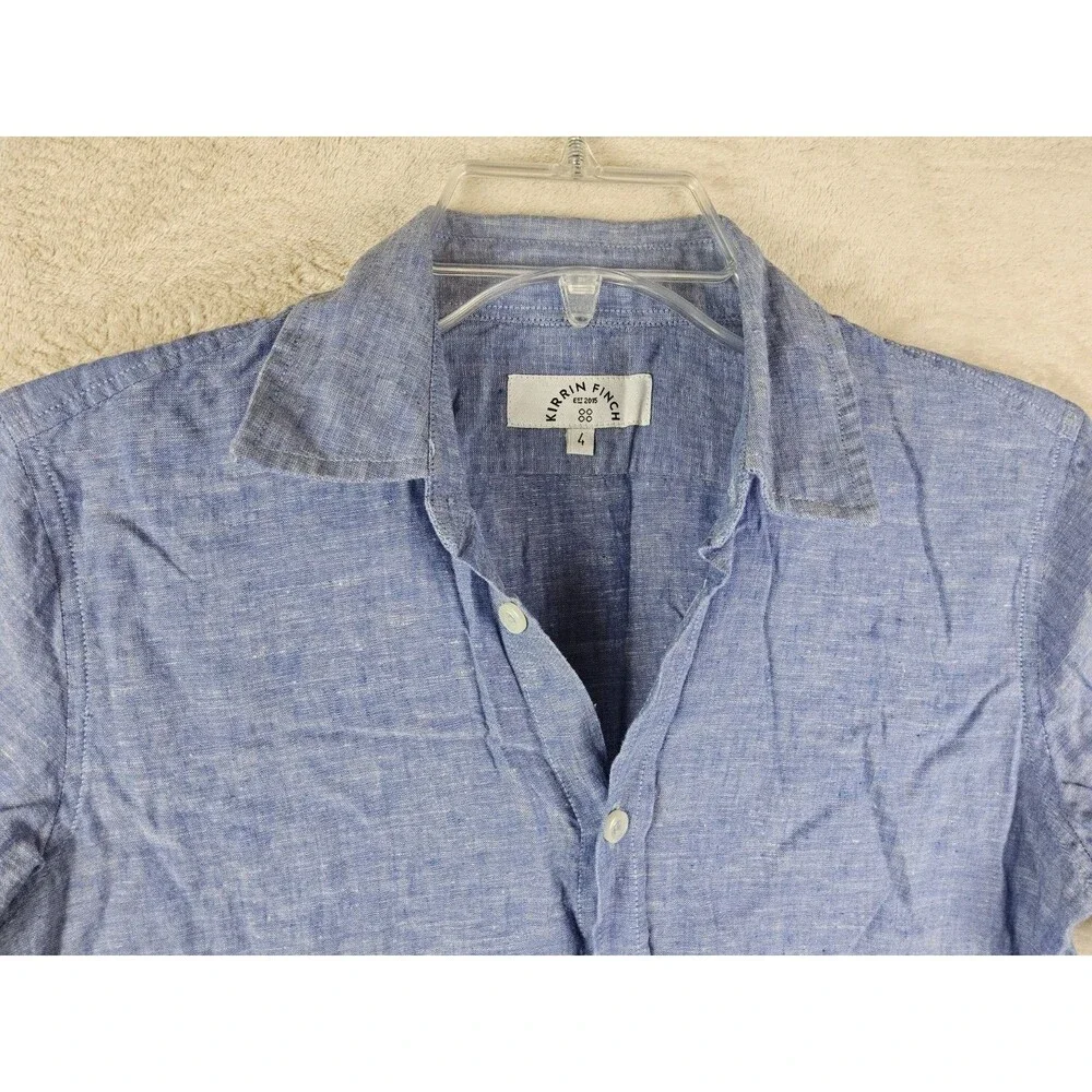 Kirrin Finch Women's Non Binary Short Sleeve Linen Cotton Shirt Size 4